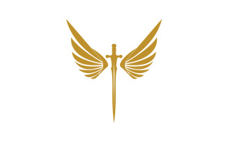 Sword with Wings. Golden Sword Symbol v9