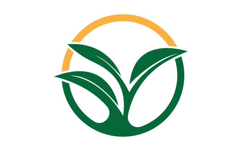 Natural leaf mint green logo illustration design vector v25 Logo Template