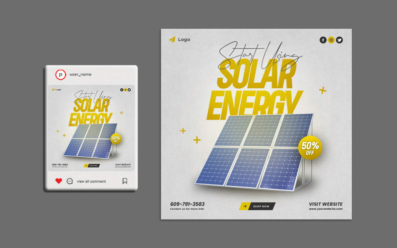 Solar Energy Sale Promotion Post Template Social Media