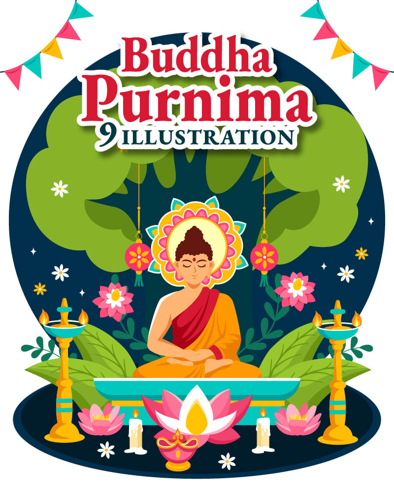 Kit Graphique #388498 Buddha Purnima Divers Modles Web - Logo template Preview