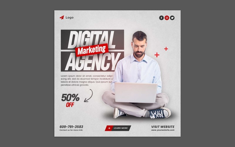 Digital Marketing Agency Instagram Post Template 02 Social Media