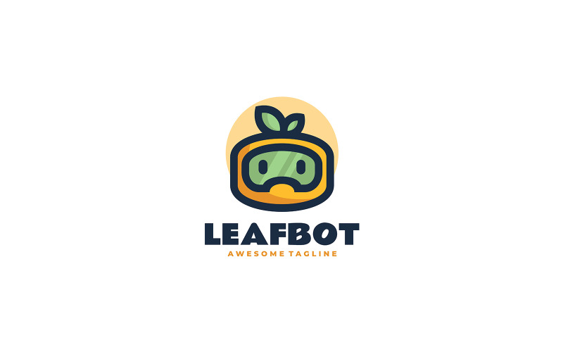 Leaf Robot Simple Mascot Logo Logo Template