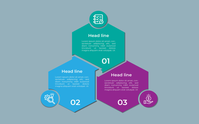 Polygon style 3 step vector eps infographic design. Infographic Element