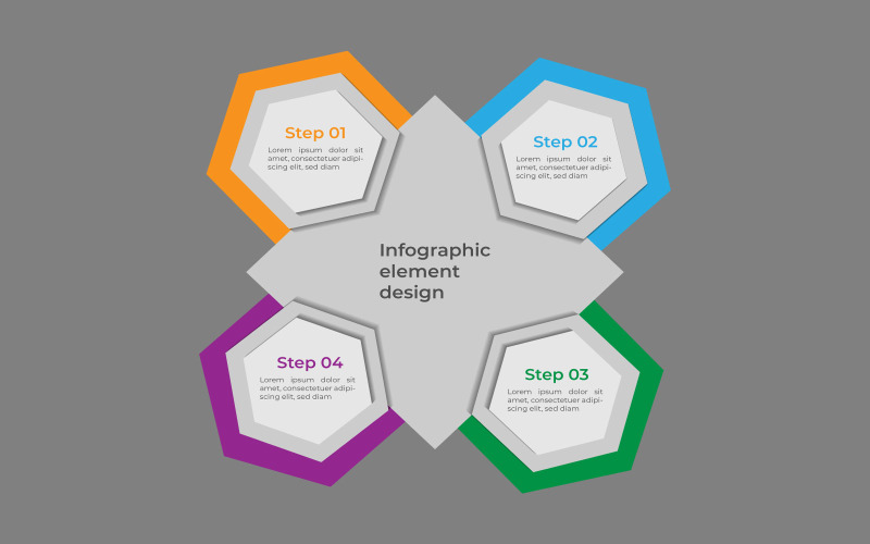 Vector polygon style 4 step infographic element design. Infographic Element
