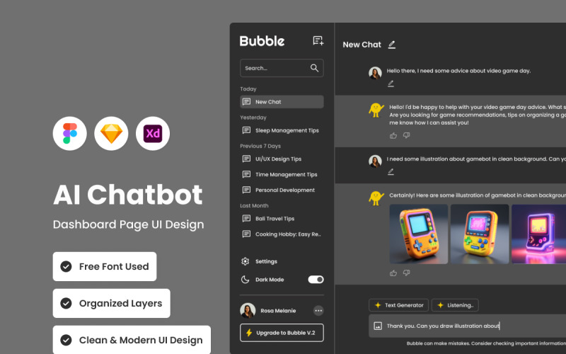 Bubble - AI Chatbot Dashboard V2 UI Element