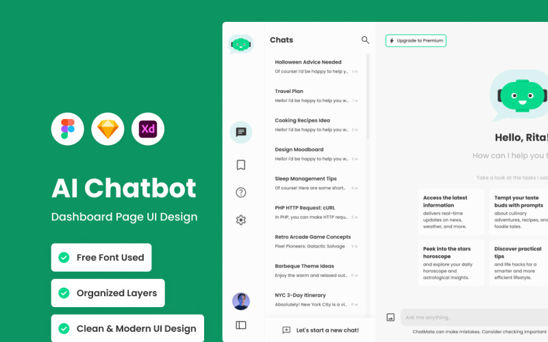 ChatMate - AI Chatbot Dashboard V1 UI Element