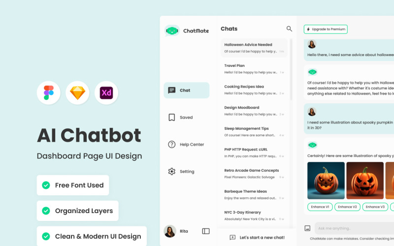 ChatMate - AI Chatbot Dashboard V2 UI Element