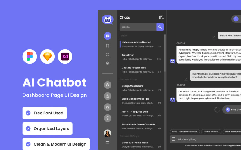 ChitCat - AI Chatbot Dashboard V1 UI Element