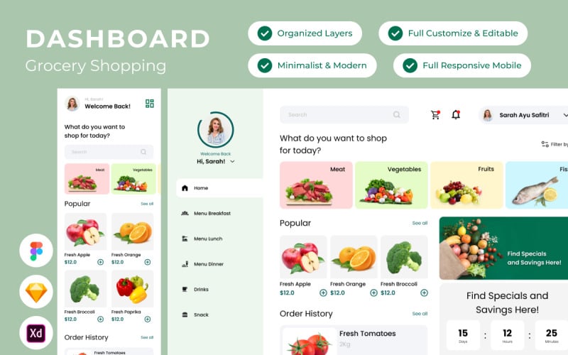 FreshCart - Grocery Dashboard V1 UI Element