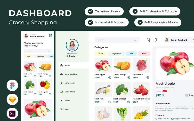 FreshCart - Grocery Dashboard V2 UI Element