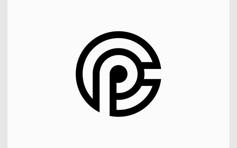 Letter CP PC Initials Circle Logo Logo Template