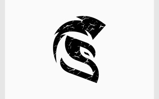 Letter S Spartan Helmet Warrior Logo