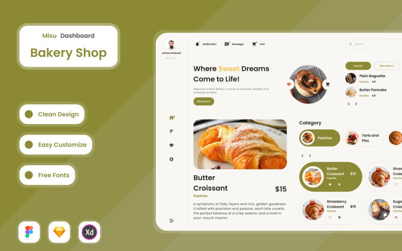Misu - Bakery Shop Dashboard V1 UI Element