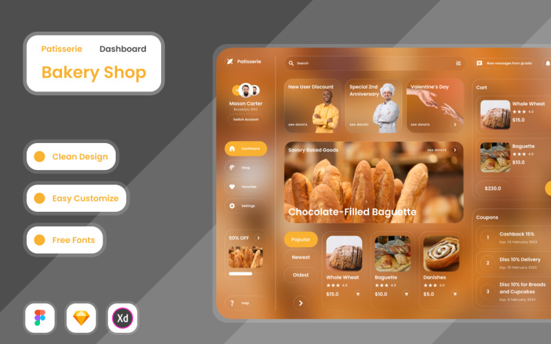 Patisserie - Bakery Shop Dashboard V1 UI Element
