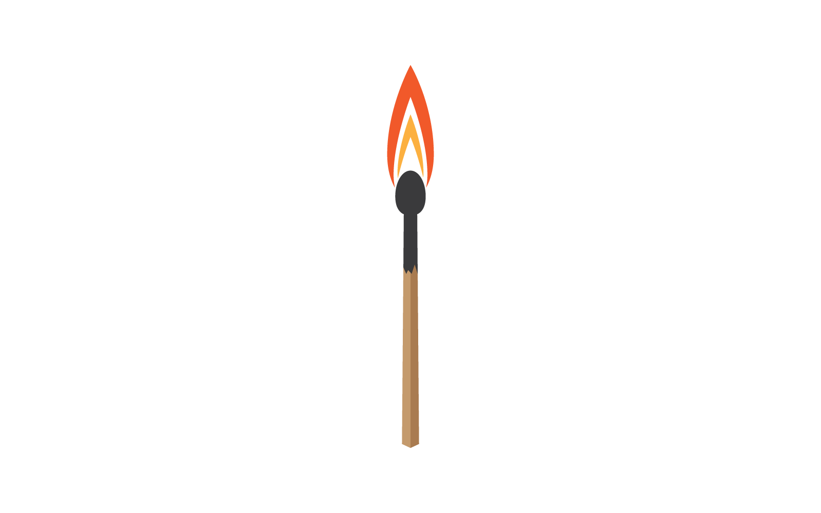 Streichholz brennende Illustration, Vektorlogo, flaches Design