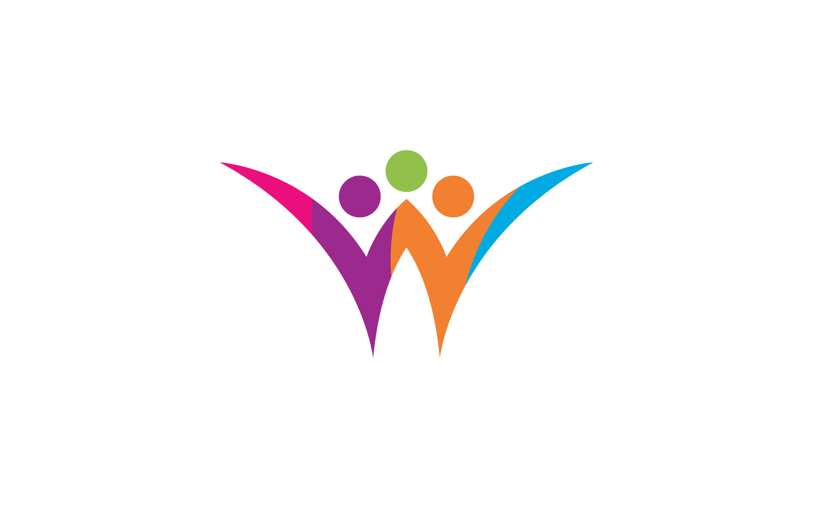 V W initial Community, network and social logo design Logo Template