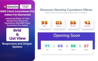 BWD Clock Countdown Pro WordPress Plugin For Elementor
