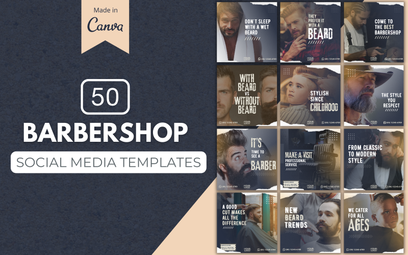 50 Barbershop Canva Templates For Social Media