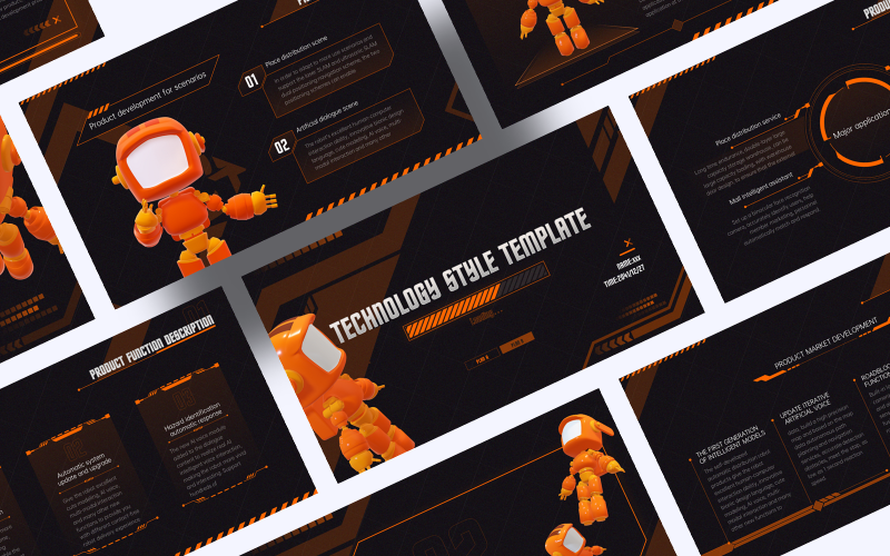 Orange Technology Product Robot PPT PowerPoint Template