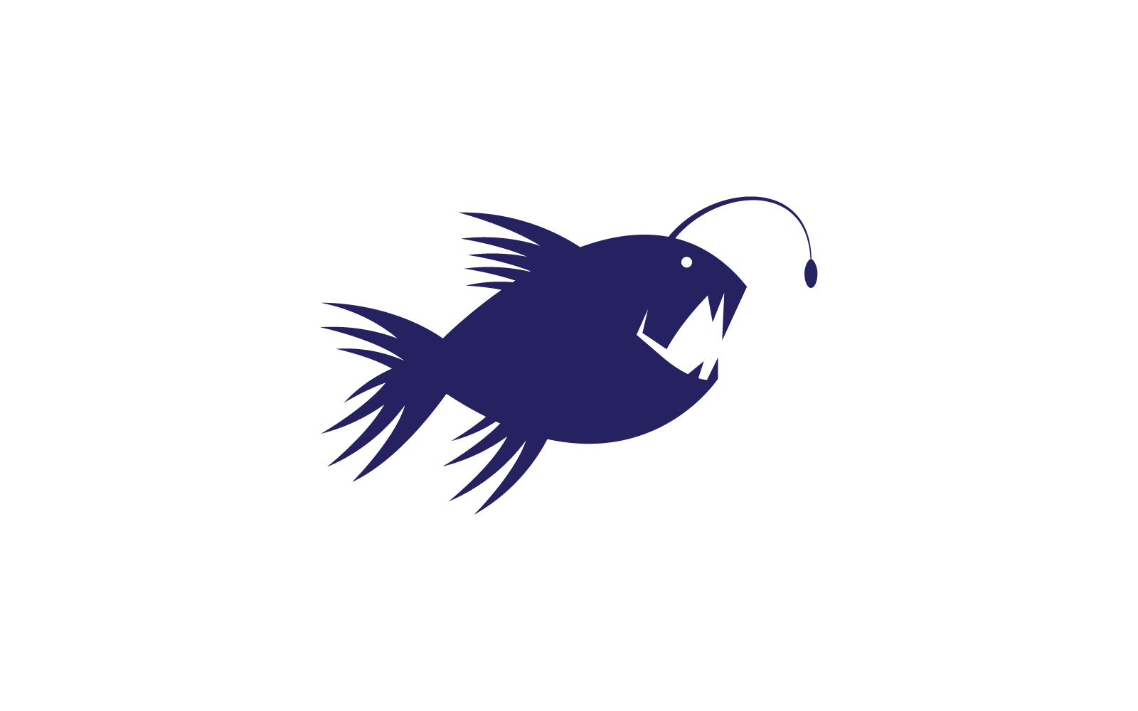 Diseño plano del vector del icono del logotipo del pez rape