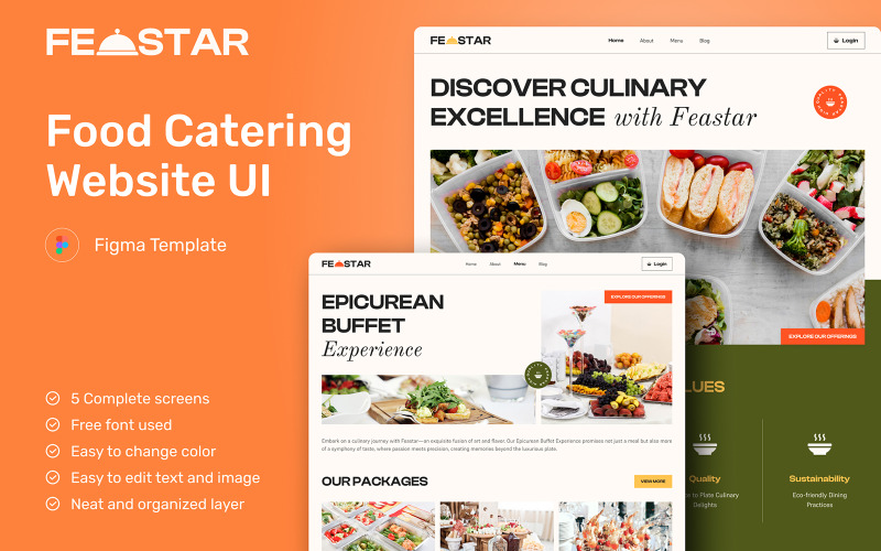 Feastar - Food Catering Website UI Element
