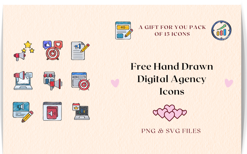Free Hand Drawn Digital Agency Icons Icon Set