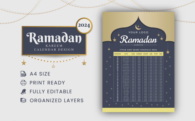 Free Ramadan Prayer Timing Calendar 2024. Planner