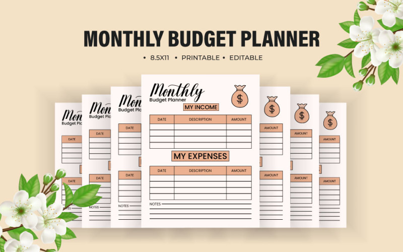 2024 Budget monthly planner vector templates. Planner