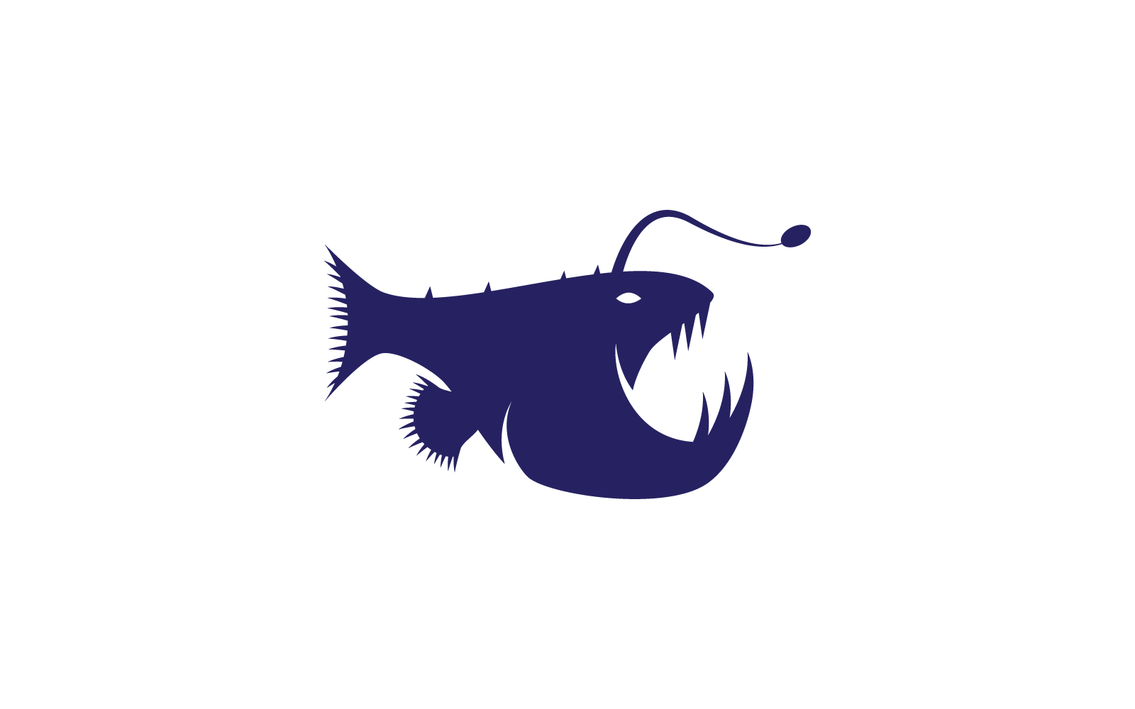Plantilla de diseño plano vectorial de ilustración de logotipo de pez rape