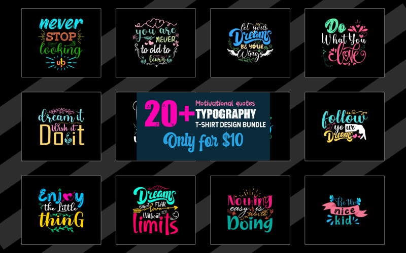 Trendy Motivational Quotes T-Shirt Design Bundle T-shirt