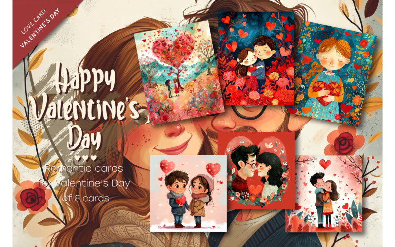 Valentine's Day Cards. Cute Love cards. Illustration