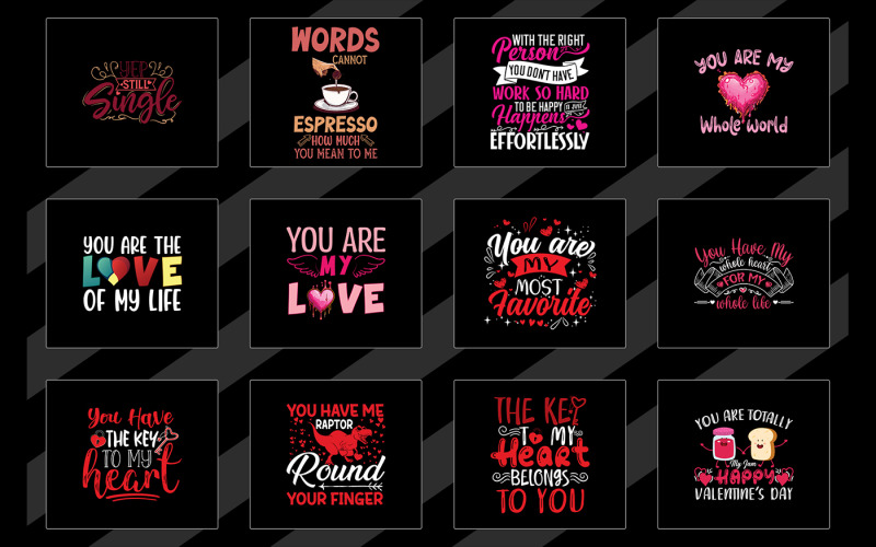 Valentine’s Day Typography T-Shirt Design Bundle T-shirt