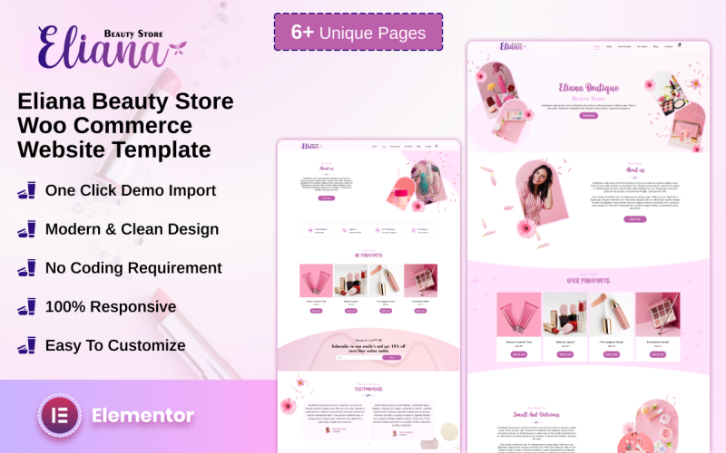 Eliana Beauty Store Woo Commerce Website Elementor Kit