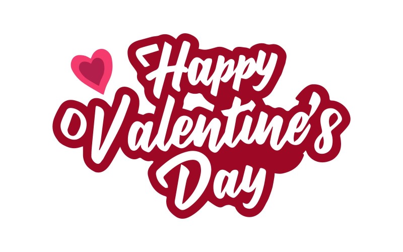 Free Template Happy Valentines Day lettering calligraphy text with Love shape Vector Graphic