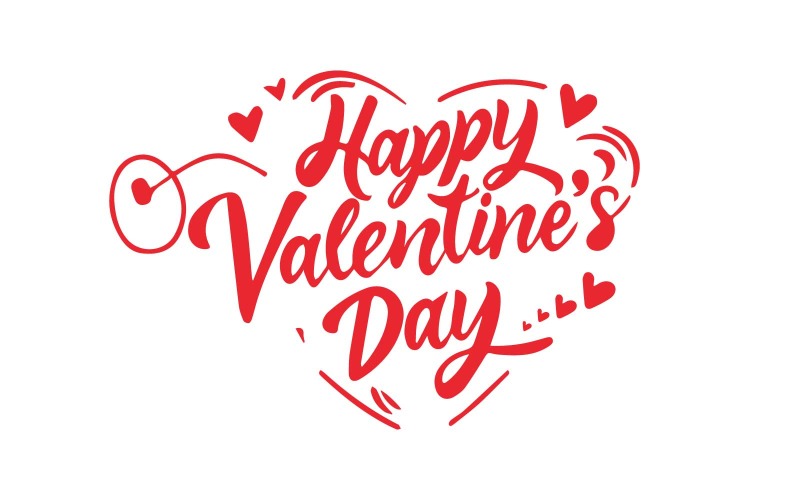 Happy valentine day typography with hearts vector Free template Vector Graphic