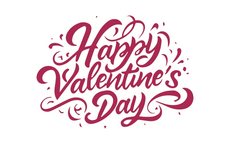 Happy Valentine's day text lettering typography Vector illustration free template Vector Graphic