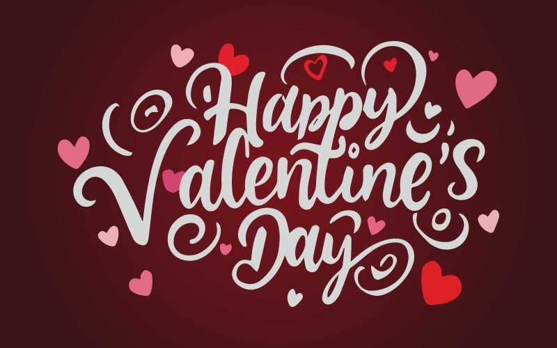 Happy Valentines Day with hearts shape greeting card on colorful background Free Template Vector Graphic