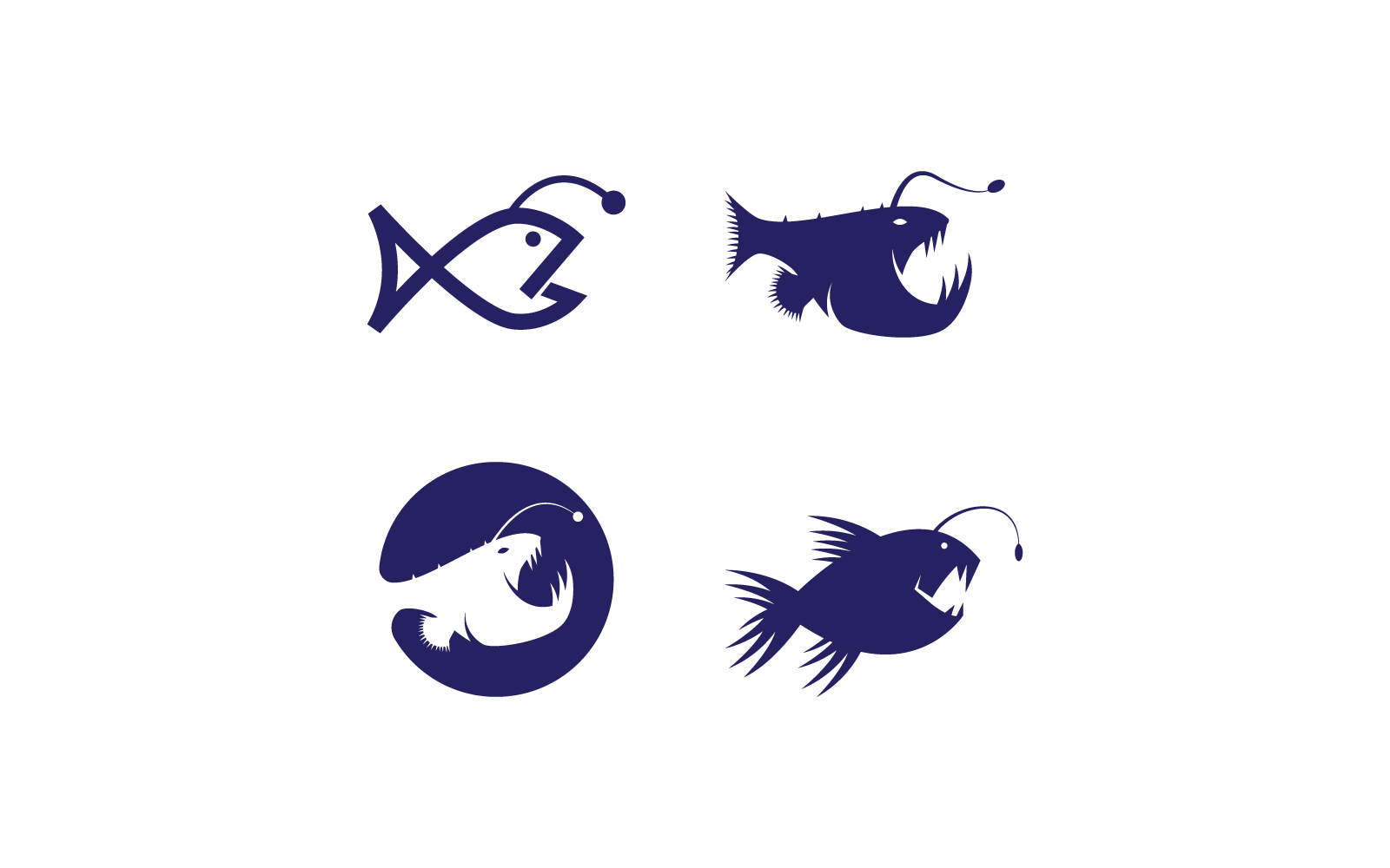 Seeteufel-Logo, Vektorgrafik, flaches Design, Illustrationsvorlage