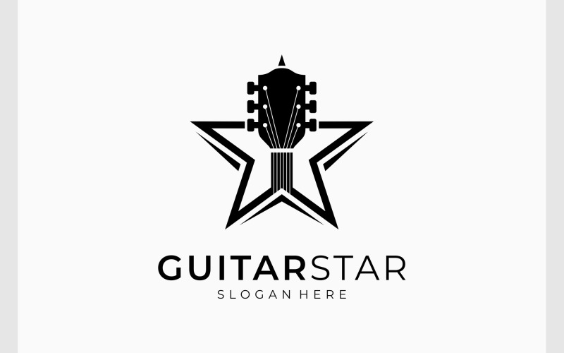 Guitar Acoustic Star Musical Logo Logo Template