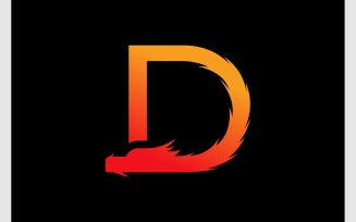 Letter D Red Dragon Head Logo