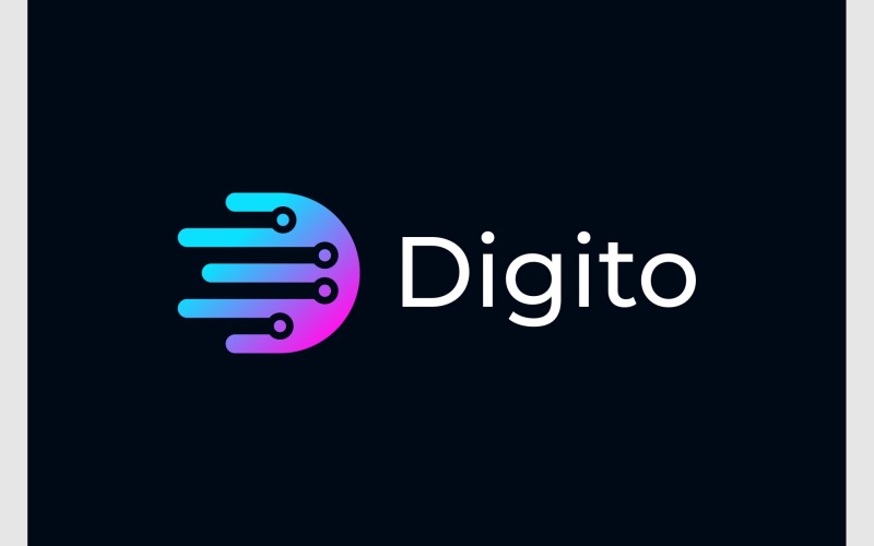 Letter D Tech Digital Logo Logo Template