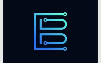 Letter E B Circuit Tech Logo