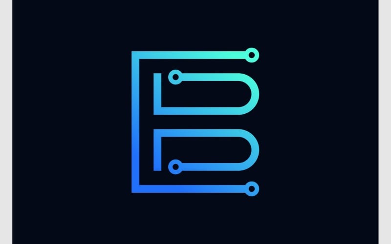 Letter E B Circuit Tech Logo Logo Template