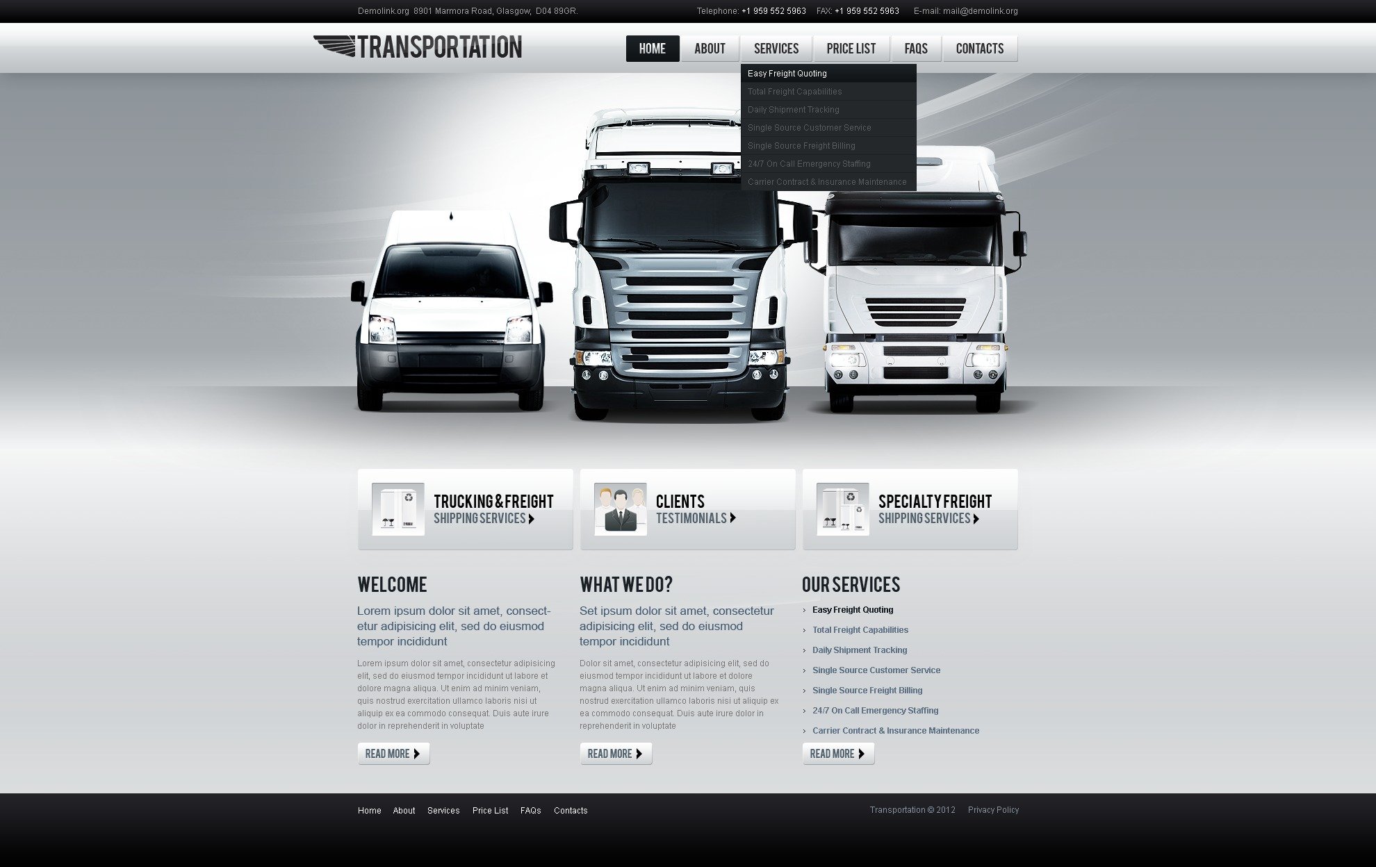 Transportation Website Template 38971