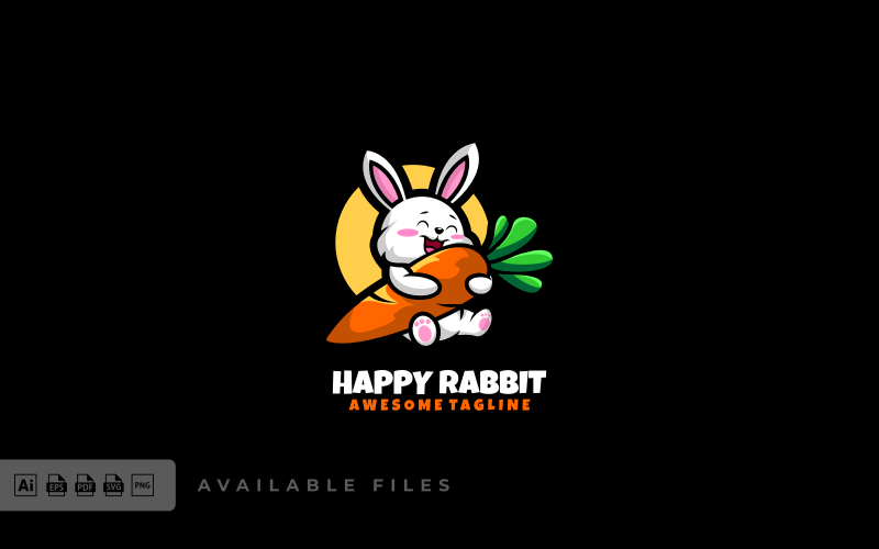 Happy Rabbit Mascot Cartoon Logo Logo Template