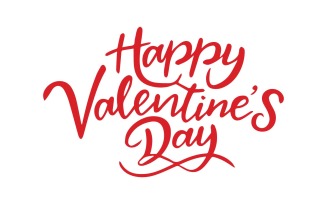 Happy Valentines Day hand drawn lettering red color Free
