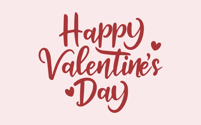 Happy Valentines Day lettering calligraphy with hearts shape free template Vector Graphic