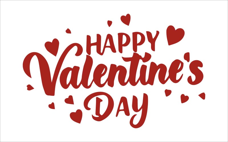 Happy Valentines Day lettering greeting card poster Free Template Vector Graphic