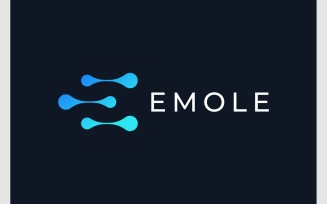 Letter E Molecule Science Logo
