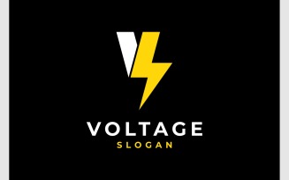 Letter V Volt Lightning Logo